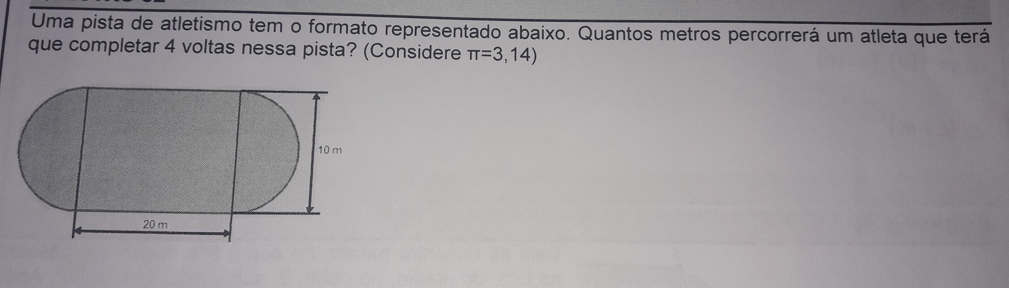Uma pista de atletismo tem o formato representado abaixo