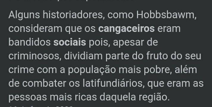 Com suas palavras defina o que é banditismo social e explique porque os