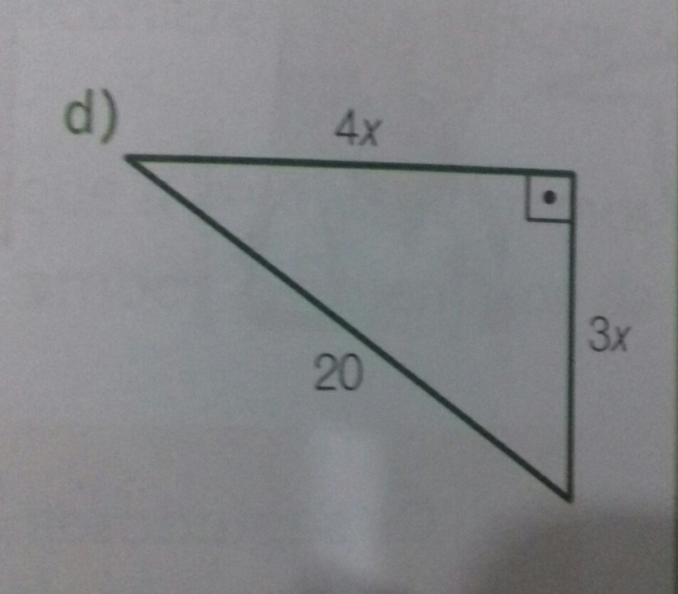 calcule o valor de x no triângulo retângulo.