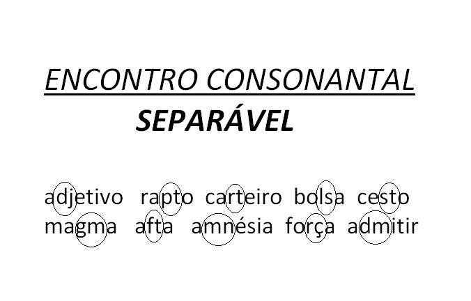 quero 5 palavras com encontro consonantal em silabas separadas