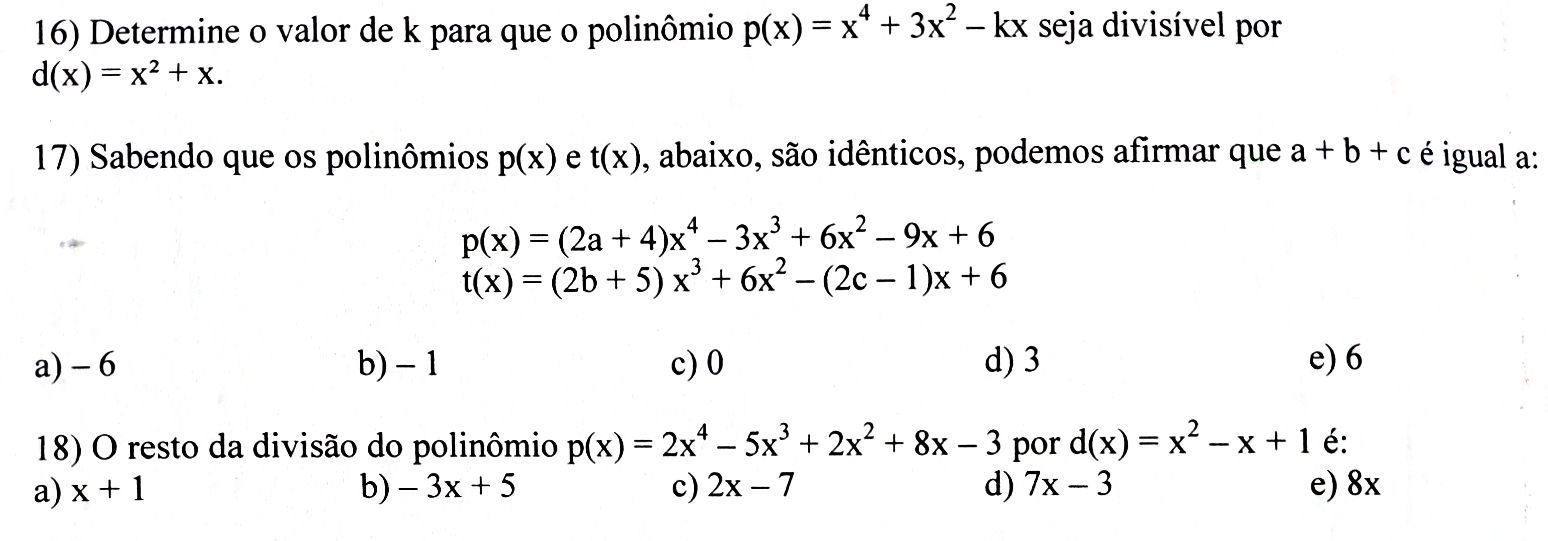 AJUDA Questões de polinômios!!