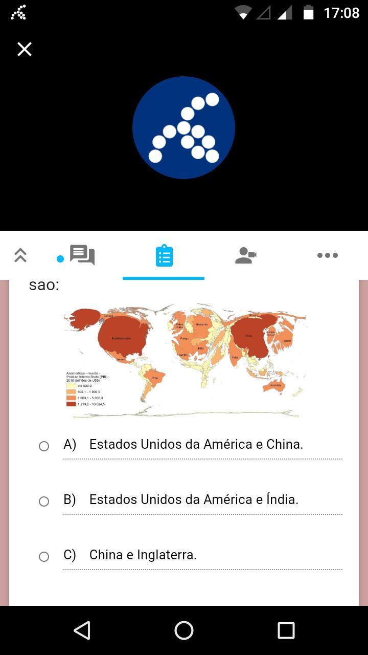 Observando a anamorfose abaixo, os dois países com os
