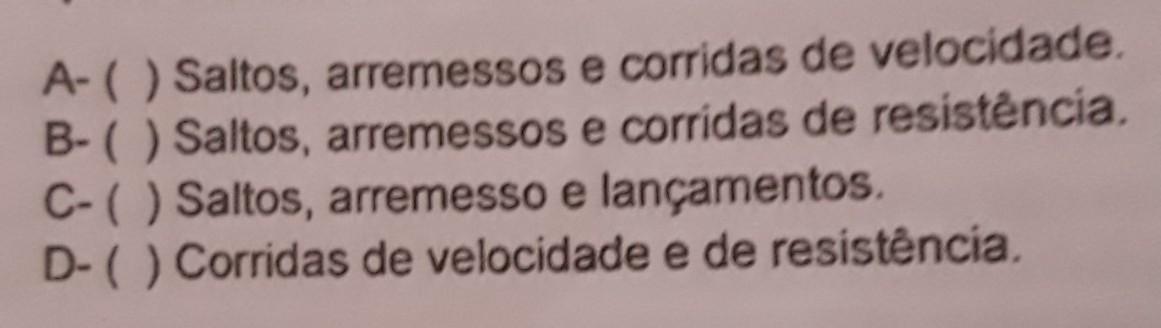 As provas de atletismo são divididas em provas de pista e provas de