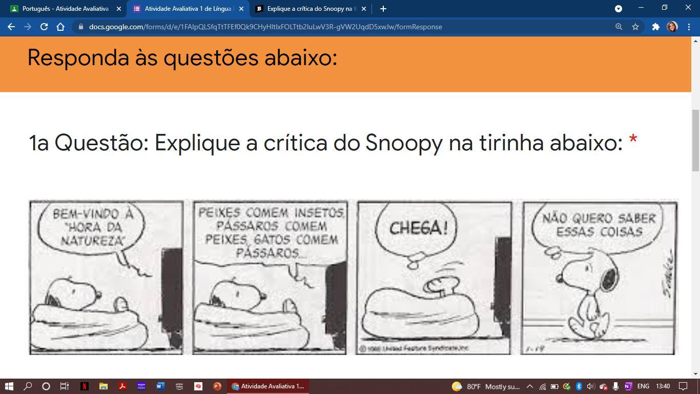 Explique a crítica do Snoopy na tirinha abaixo Brainly
