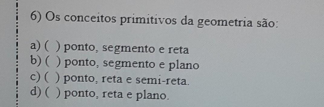 os conceitos primitivos da geometria são