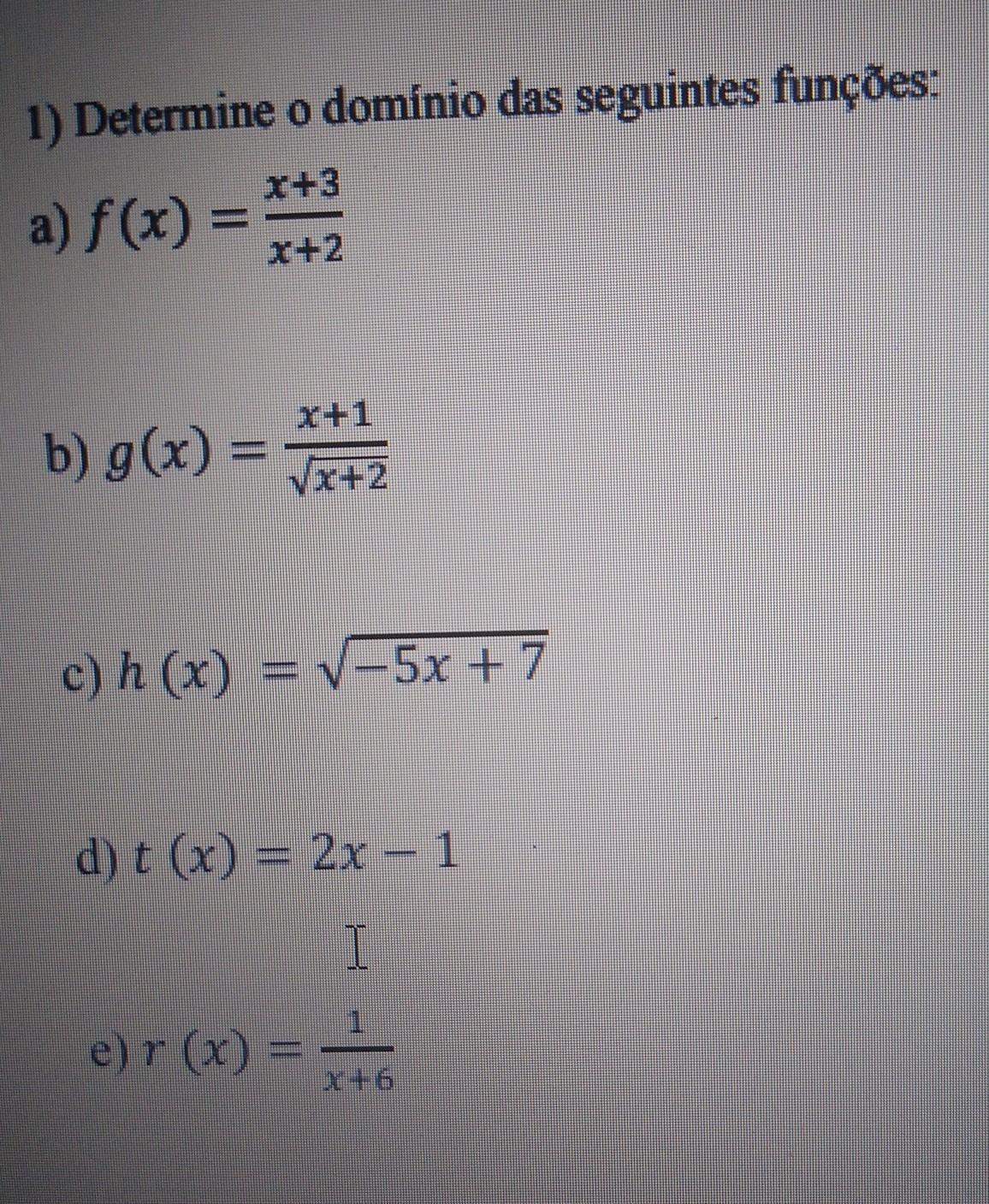 Determine O Dominio Das Funções EDULEARN