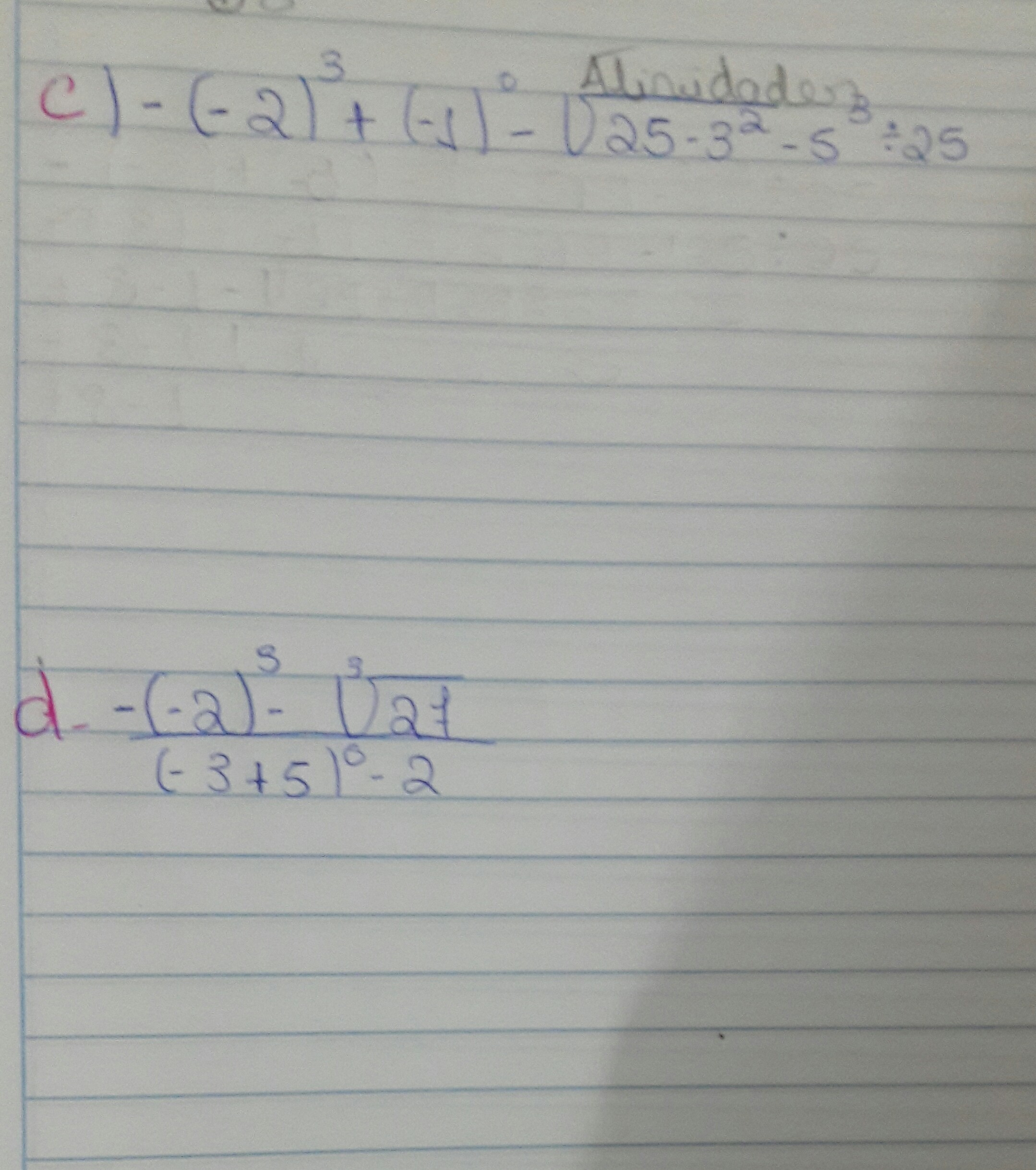 sobre expressões numericas achar o resultado final