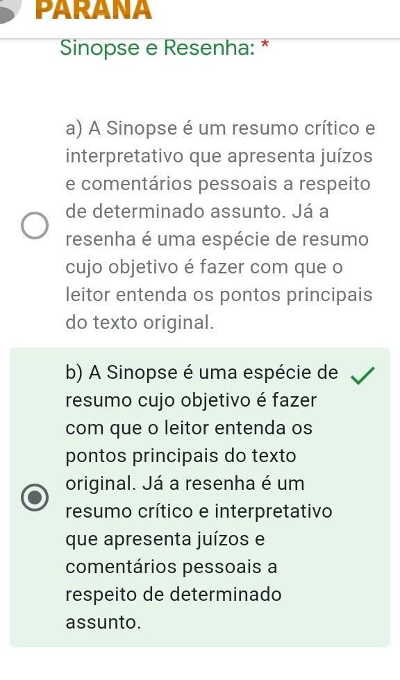 1) Assinale a alternativa que apresenta informações