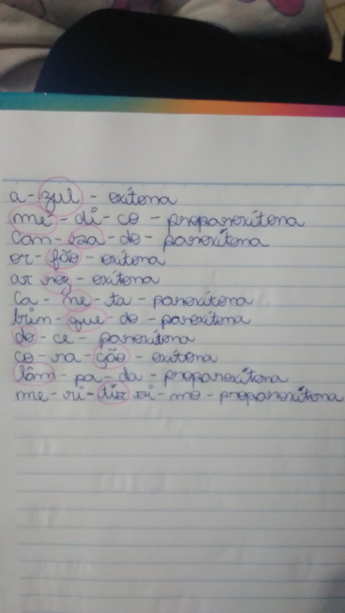 separe as palavras em sílabas e circule a sílaba tônica de cada uma e