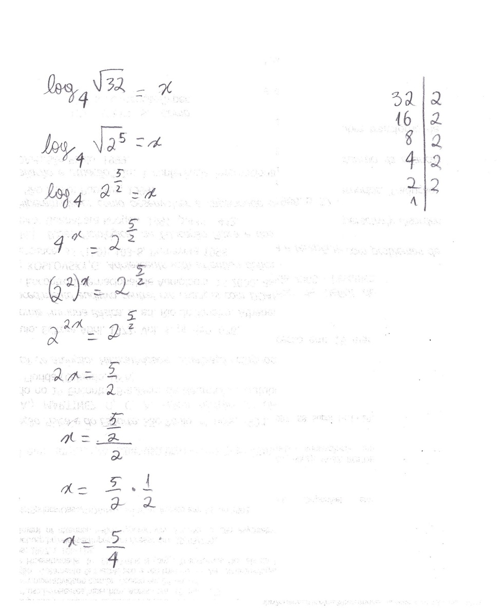Log de raiz quadrada de 32 na base 4?