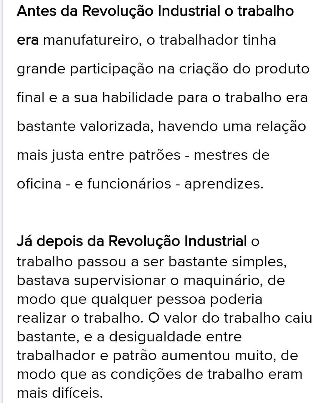 Diferencie o trabalho antes e depois do capitalismo e da revolução