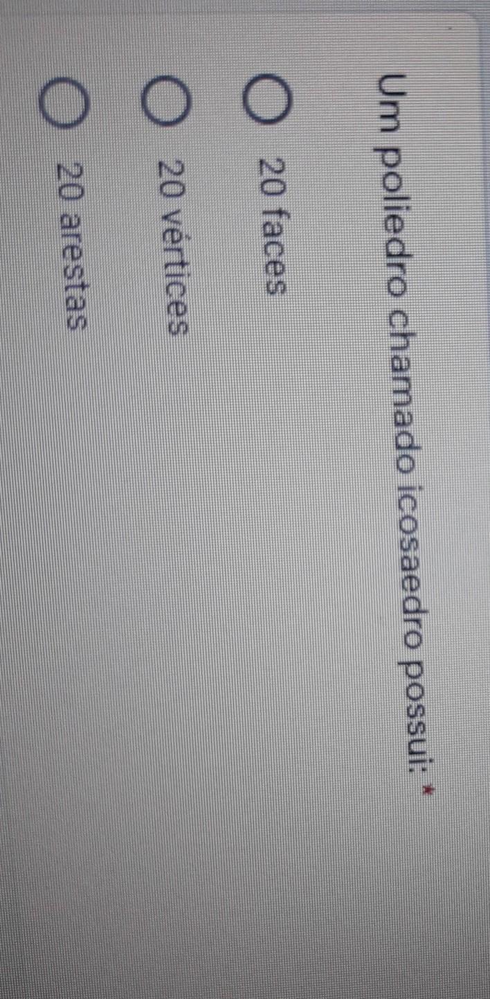 UM POLIEDRO CHAMADO ICOSAEDRO POSSUI