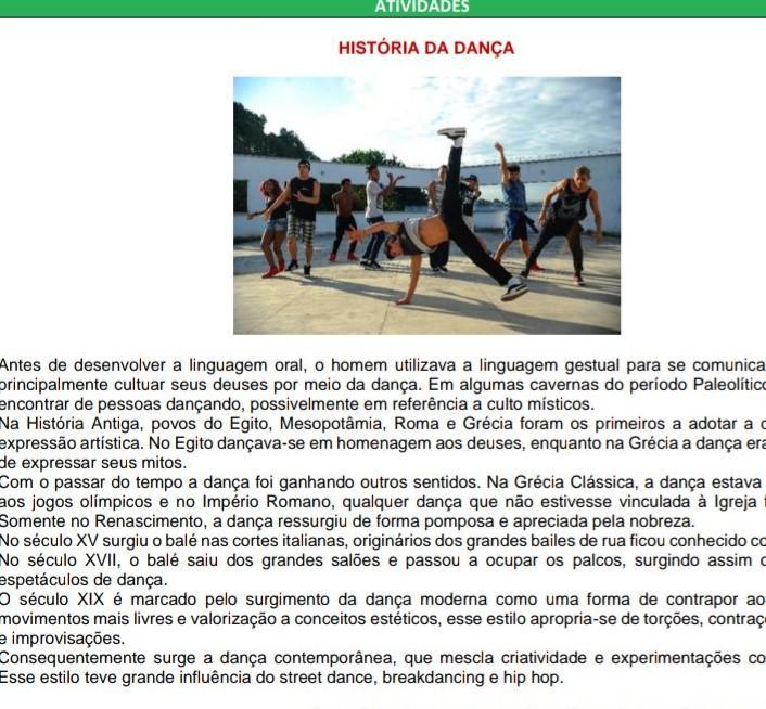 ofisica/danca 1) Em qual período da História acreditase que a dança