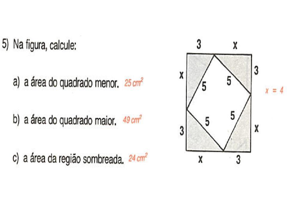 Na figura, calcule a) a área do quadrado menor. b) a área do quadrado