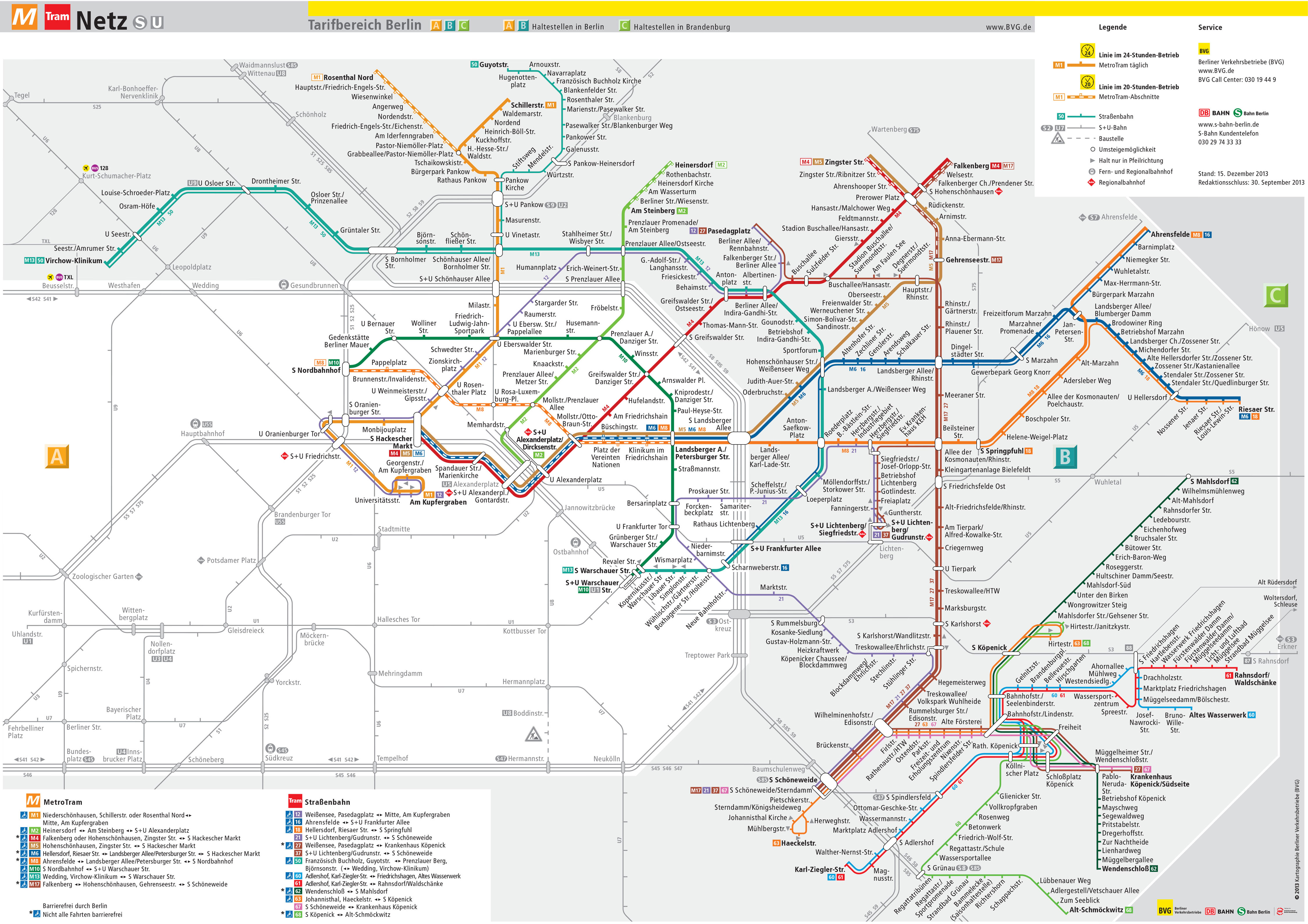 Mapa de bonde e elétrico de Berlim estações e linhas