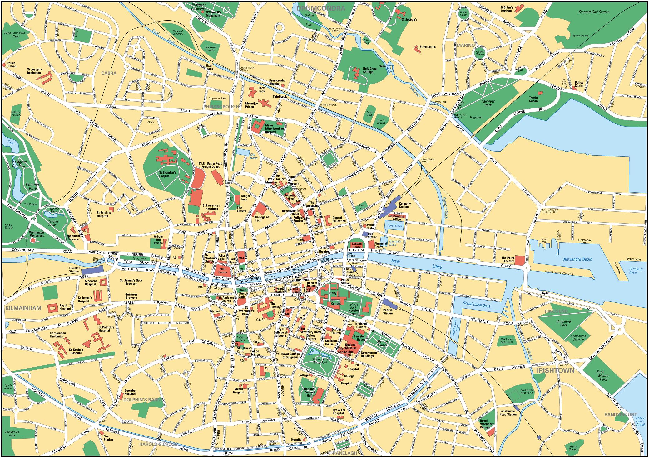 Dublin Sevärdheter Karta Dublin mapa Dublin no mapa (Irlanda)