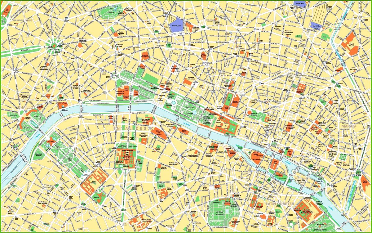Mapa do centro de Paris mapa Detalhado de Paris (ÎledeFrance França)