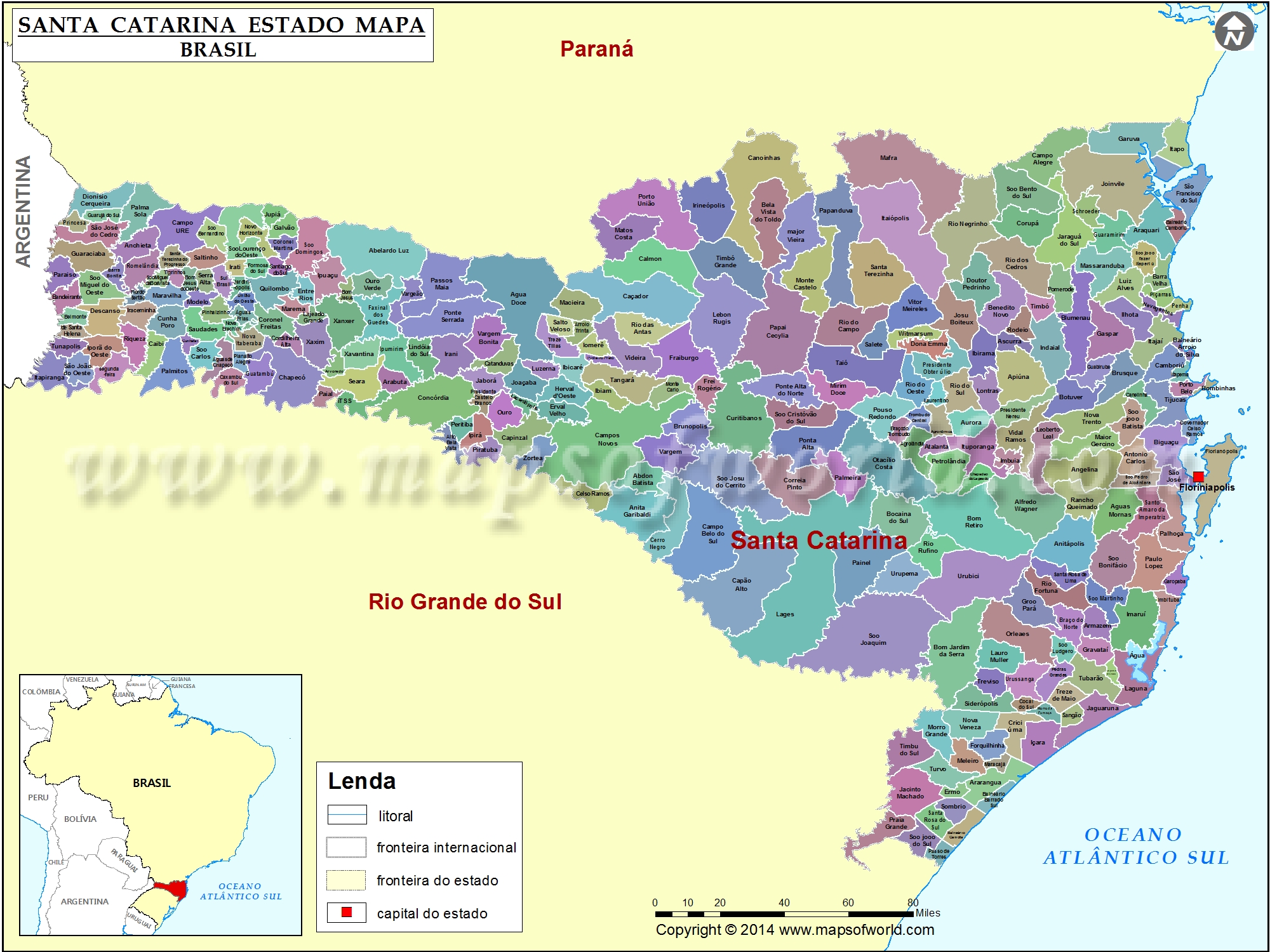 Santa Catarina Mapa Santa Catarina Estado Mapa, Brasil