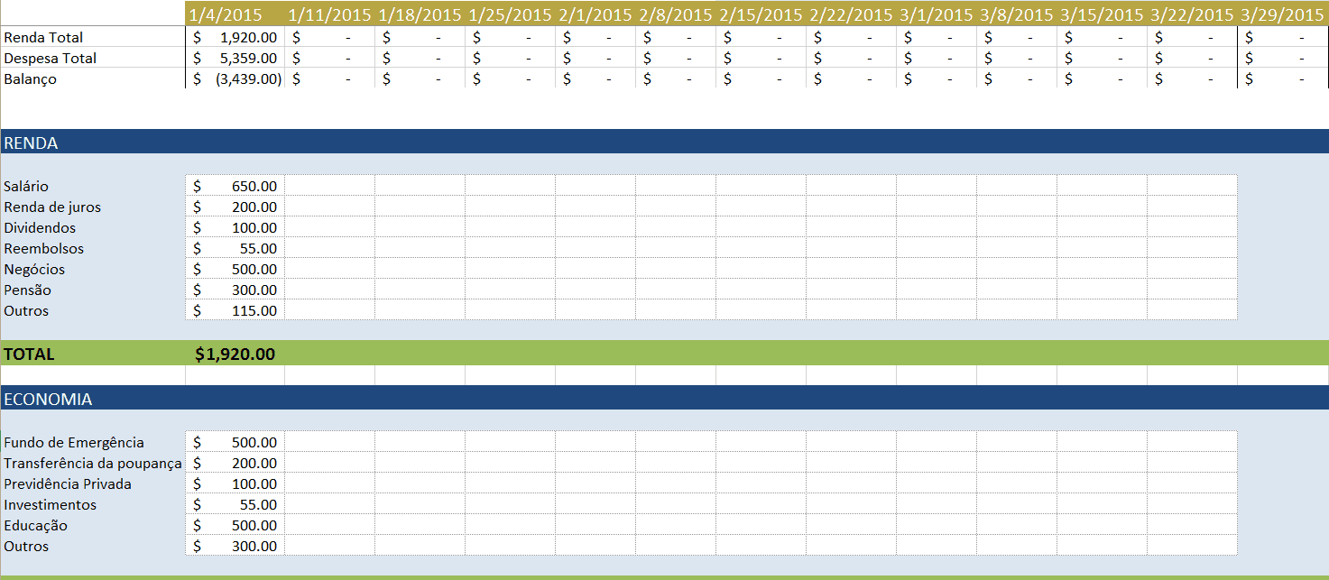 Modelos gratuitos de planilhas para orçamento no Excel.