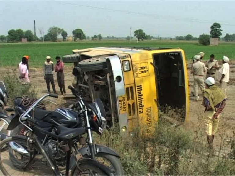 Girl student dies, three injured as school bus overturns near Amritsar