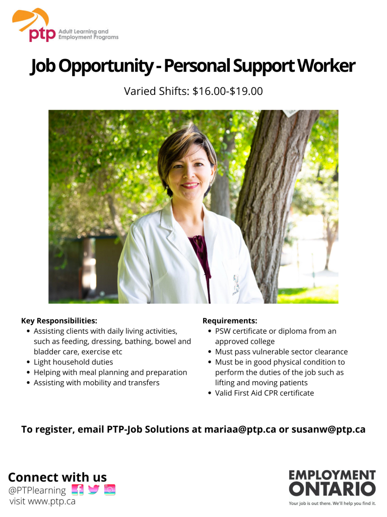 Job Opportunity, PSW PTP
