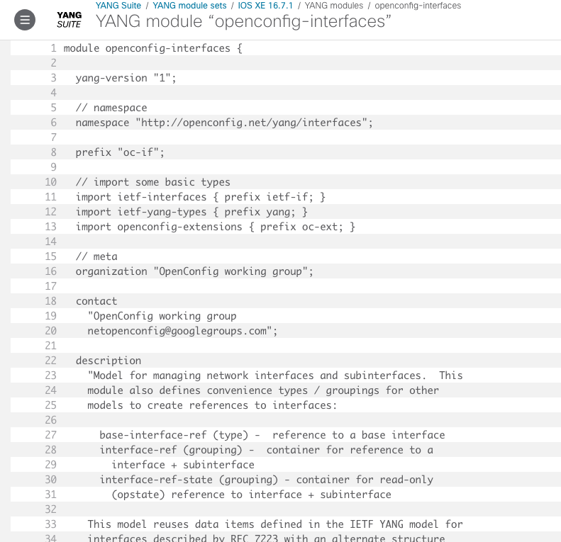 Working with YANG Models YANG Suite Cisco