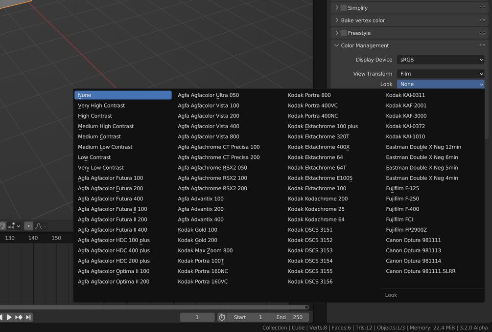 Film camera preset and camera LUTS for blender 2.8 3.5