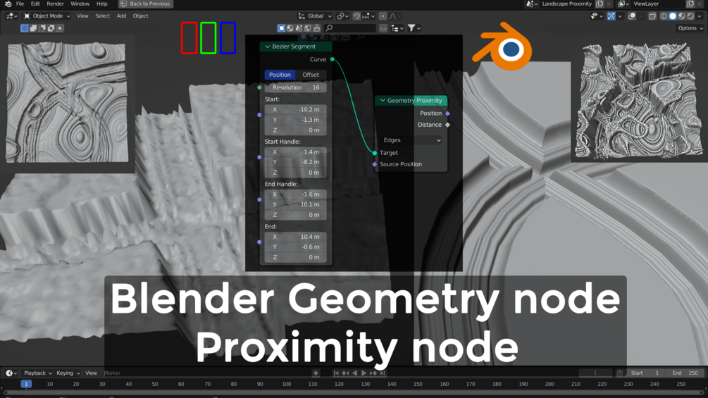 Blender 3d geometry proximity node tutorial with custom displacement.