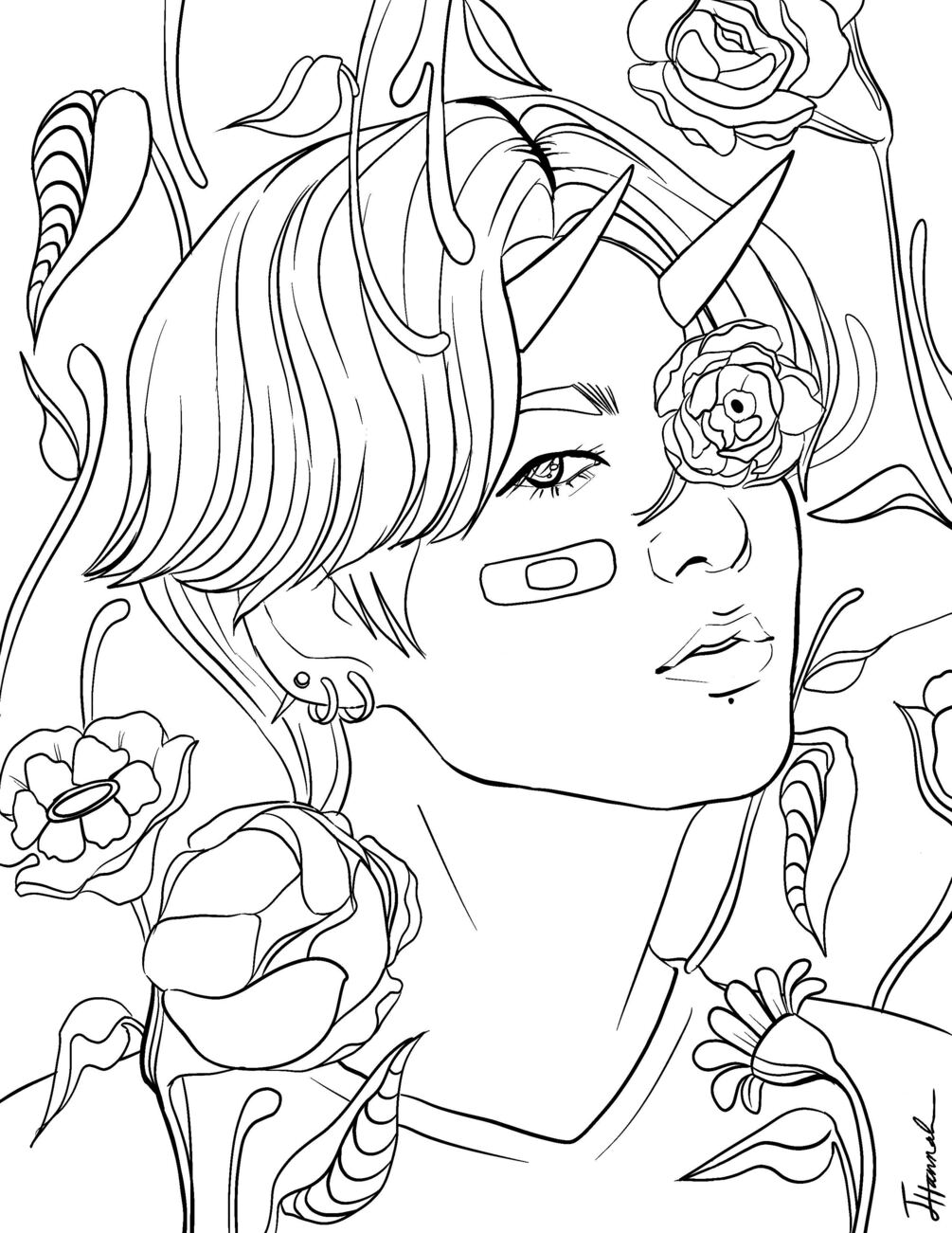 "FLOWER BOY" Coloring Page