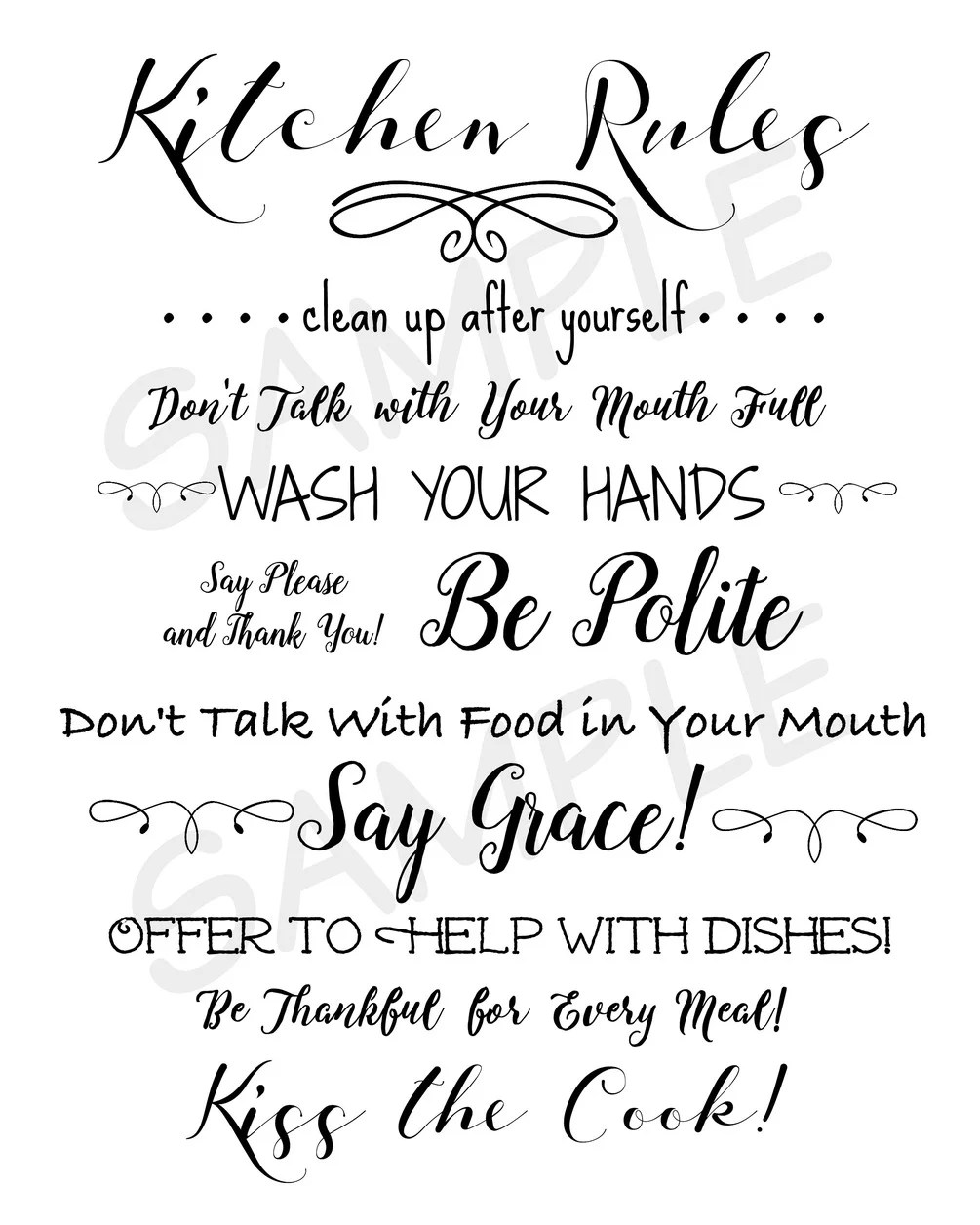 Kitchen Rules Printable