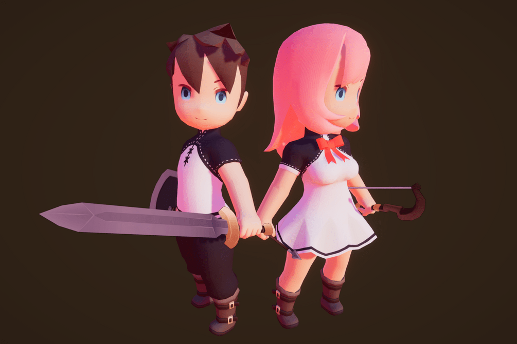 Chibi Heroes Pack + Basemesh SFW 3D Models (Blender, Unity, Rigged)