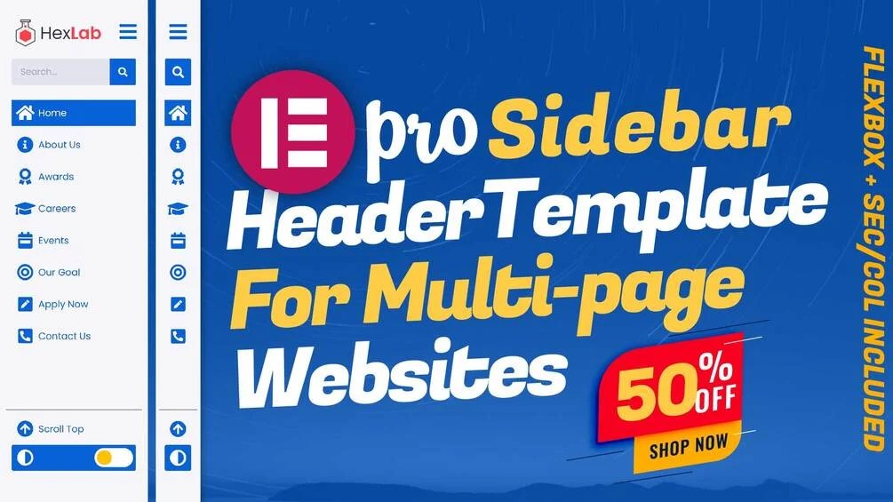 Elementor Sidebar Header [For MultiPage sites] Flexbox