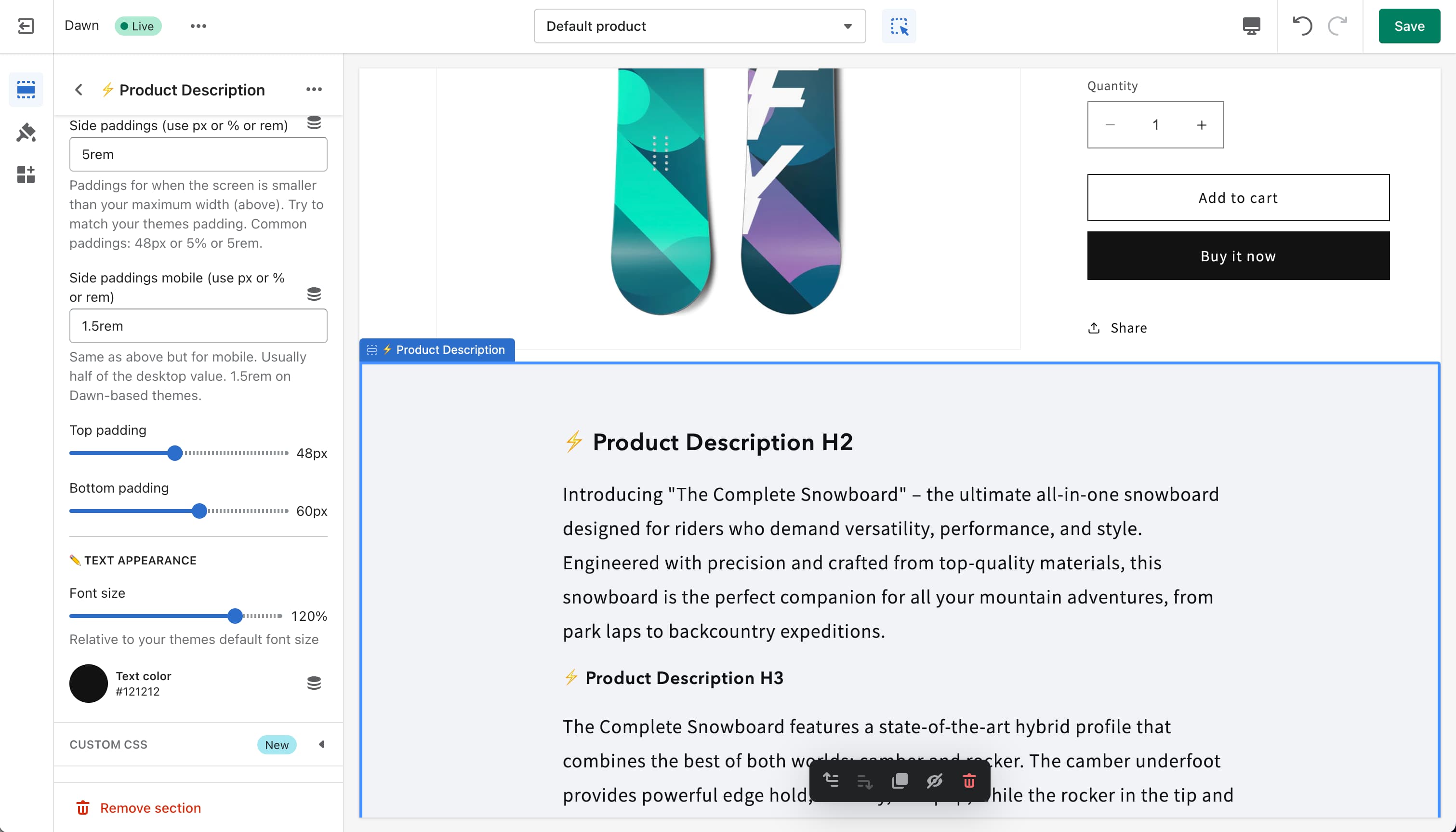 Product Description Shopify Section