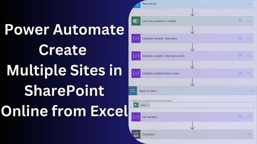 Power Automate Create Multiple Sites in SharePoint Online from Excel