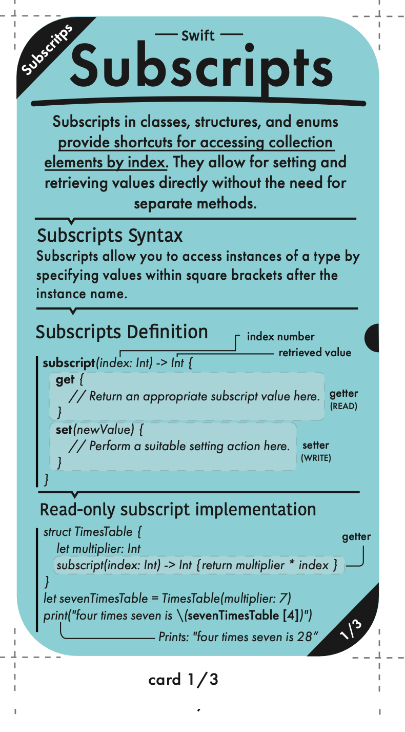 Swift Cards > Subscripts