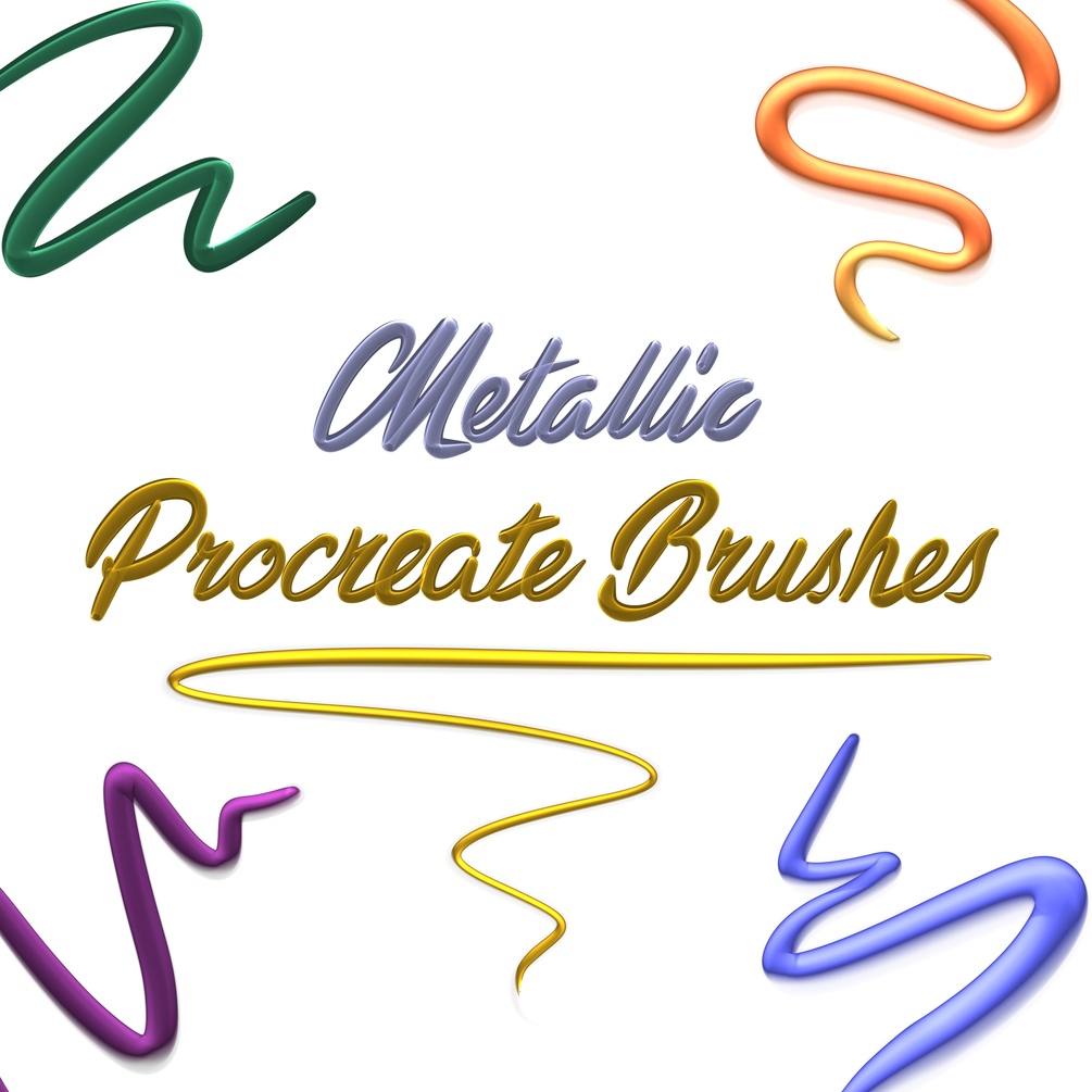 Metallic glossy gel Procreate brush pens