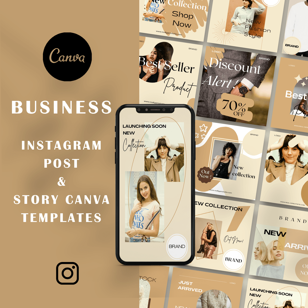 25 BUSINESS INSTAGRAM POST AND STORY CANVA TEMPLATES