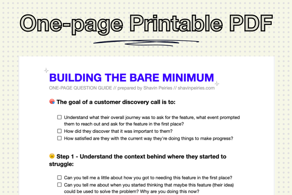 Building the Bare Minimum Question Guide