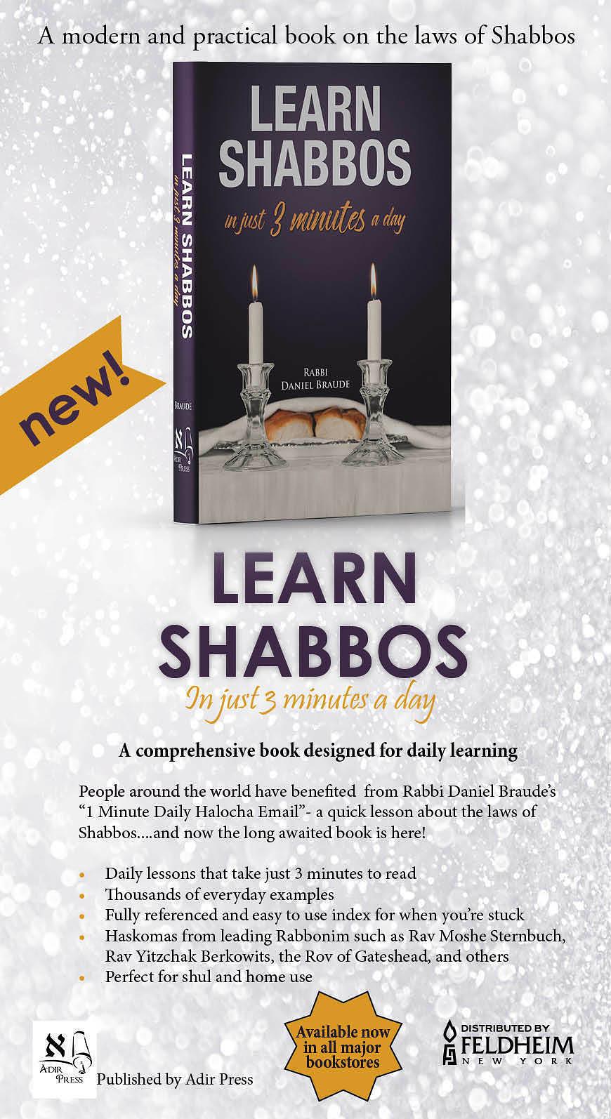 Learn Shabbos in 3 Minutes a Day