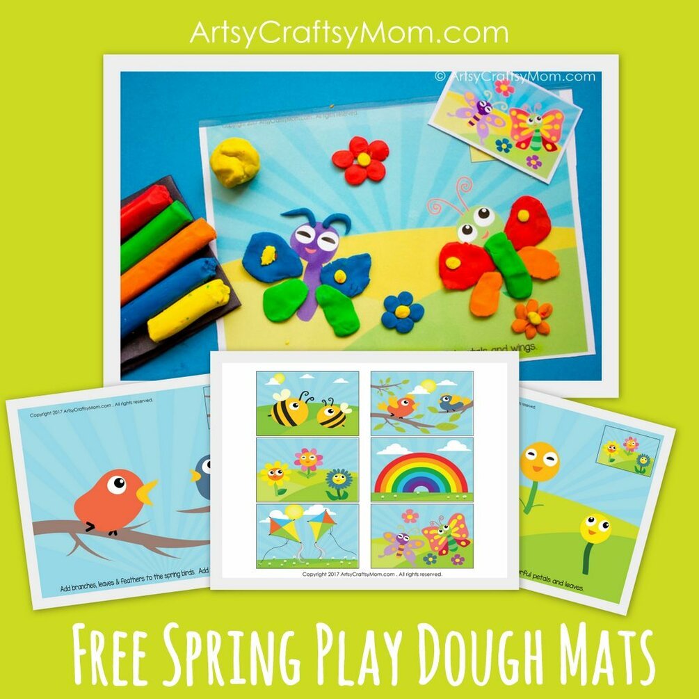Free Spring Themed Play Dough Mats