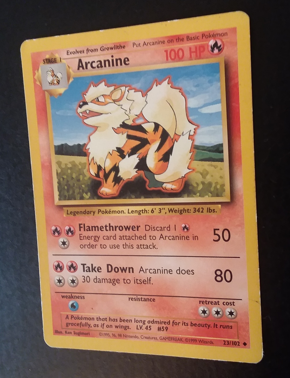 Arcanine Rare Card (Great Condition) (1995)