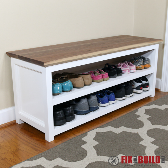 DIY Shoe Storage Bench Plans