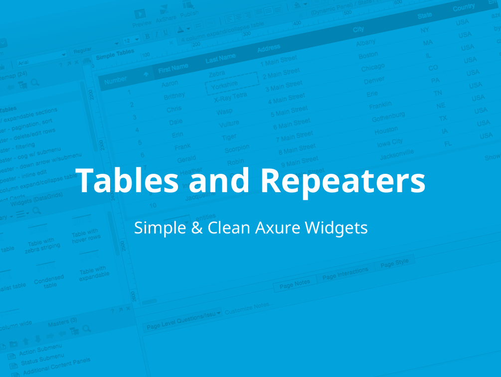 Axure table and repeater widget library