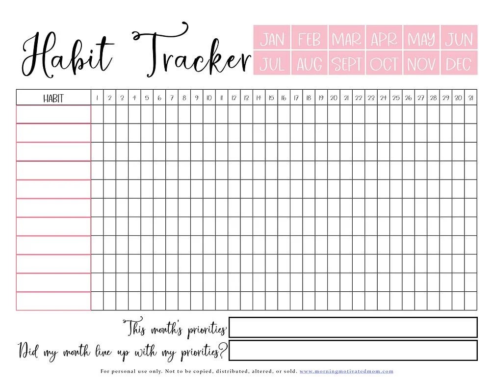 Free Printable Pdf Habit Tracker Printable Templates