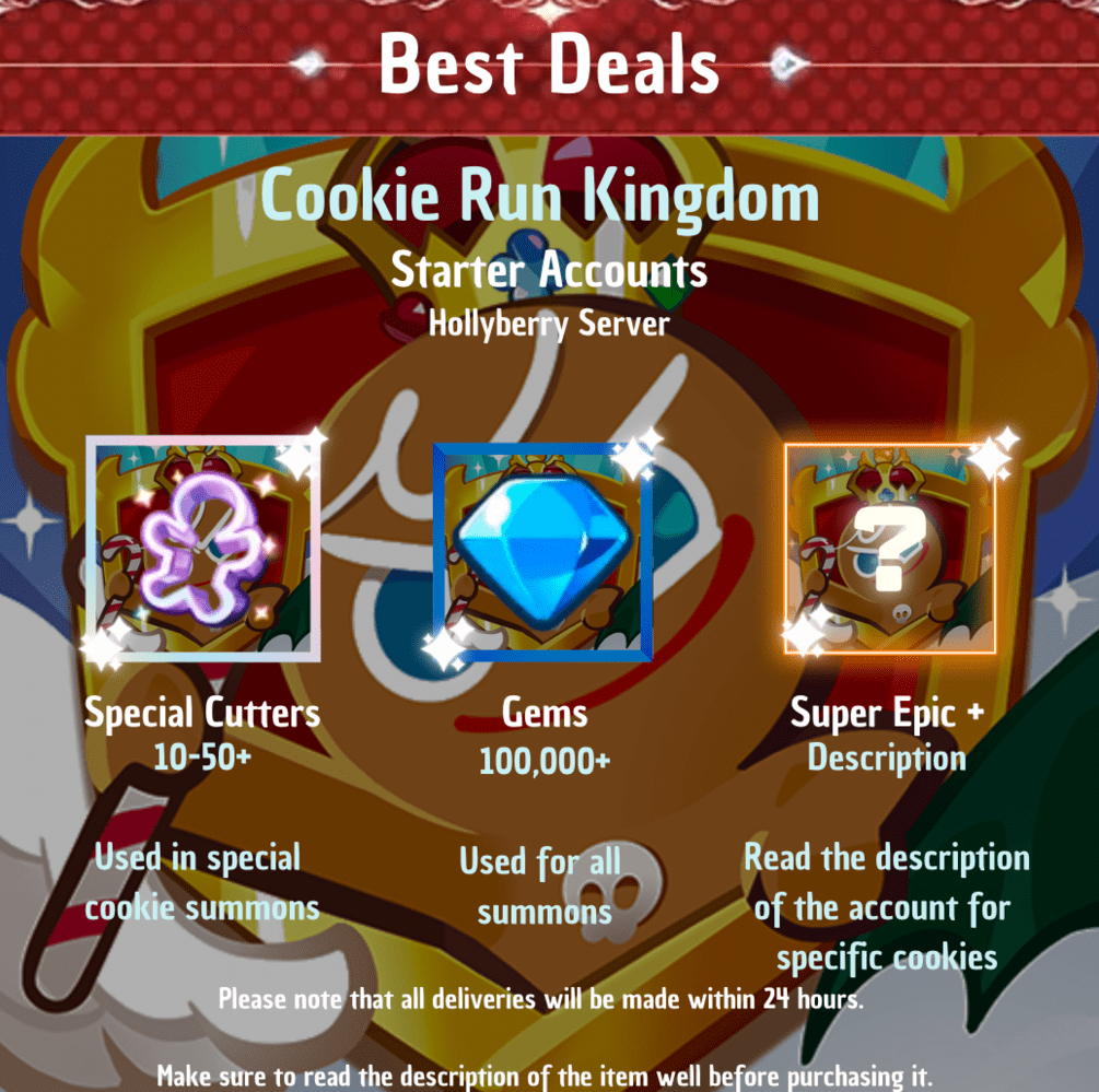 Cookie Run Kingdom Account (Check descriptions for details)