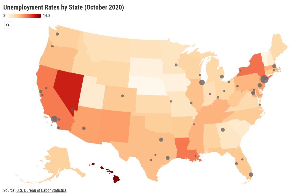 Chart: COVID-19 Hits U.S. Job Market Across the Map Statista