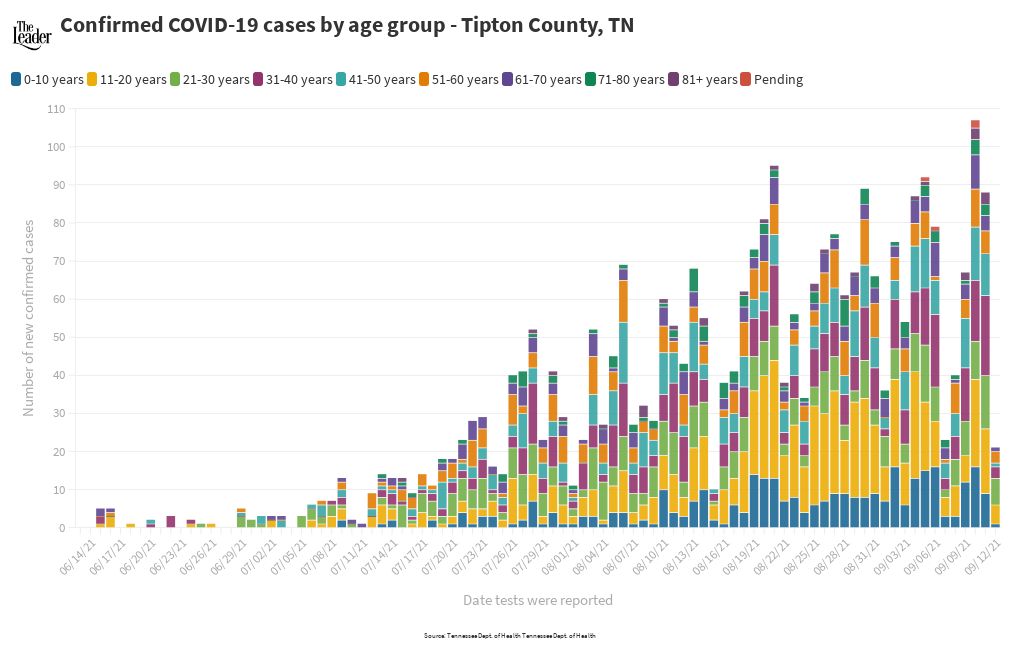 Cases by age group Tipton County, TN Flourish