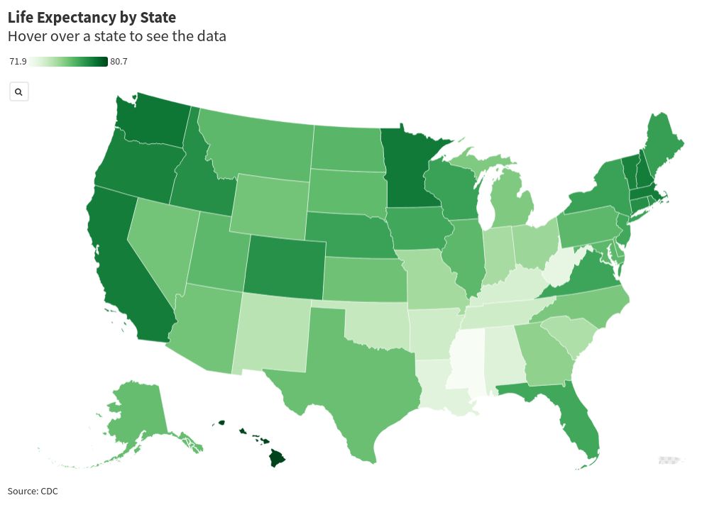 Map Shows States Where People Live the Longest Newsweek