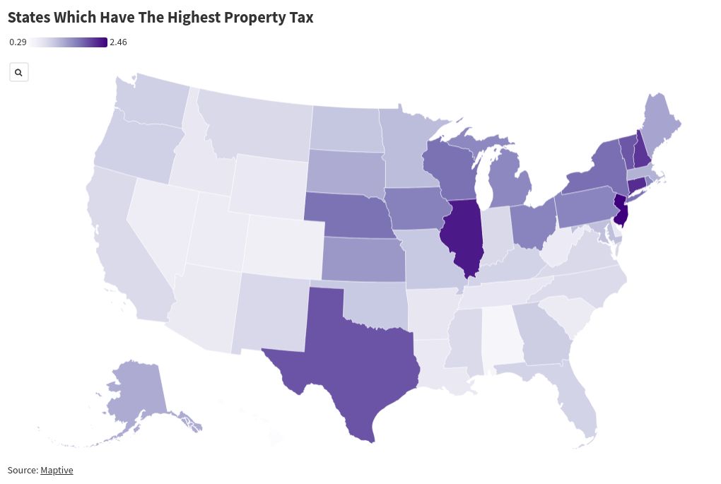 Map Shows States Which Have The Highest Property Tax Newsweek