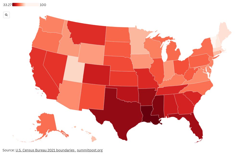 Map Shows the Most Dangerous States in America Newsweek
